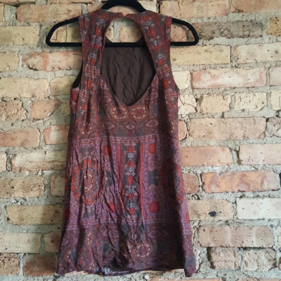 Ecote Urban Outfitters Floral Boho Mini Dress with Keyhole Back Cutout - Picture 4 of 5